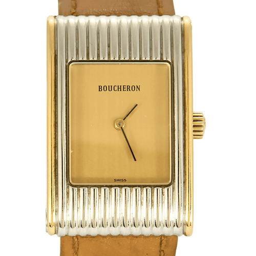Montre BOUCHERON - Reflet - Montre en acier bi ton à boitier rectangulaire à mouvement quartz 58 Facettes DV8953-8