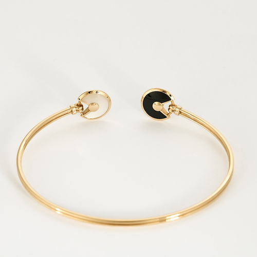 Bracelet CARTIER - Amulette - Bracelet jonc ouvert en or rose, onyx, nacre et diamants 58 Facettes DV18320-2