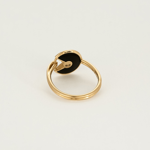 Bague 54 CARTIER - Amulette - Bague en or rose, onyx et diamants 58 Facettes DV18320-1
