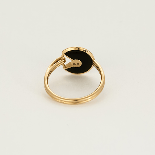 Bague 54 CARTIER - Amulette - Bague en or rose, onyx et diamants 58 Facettes DV18320-1