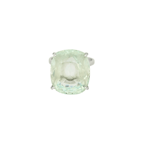 Bague 49 Bague cocktail en or blanc et importante Aigue-Marine 58 Facettes DV18467-1-49-2