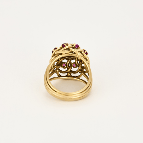 Bague 51,5 Bague en or jaune, diamant et rubis de synthèse 58 Facettes DV18467-2-515-5