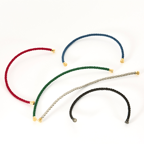 Bracelet FRED - FORCE 10 - Moyen modèle - Bracelet en or jaune et cordon torsadé en acier vert 58 Facettes DV18445-7