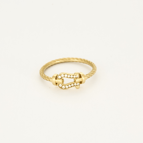 Bague 51 FRED - Force 10 - Petit modèle - Bague en or jaune à motif de manille et diamants 58 Facettes DV18445-4-51-2