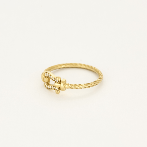 Bague 51 FRED - Force 10 - Petit modèle - Bague en or jaune à motif de manille et diamants 58 Facettes DV18445-4-51-2