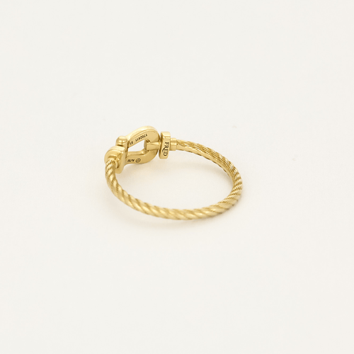 Bague 51 FRED - Force 10 - Petit modèle - Bague en or jaune à motif de manille et diamants 58 Facettes DV18445-4-51-2