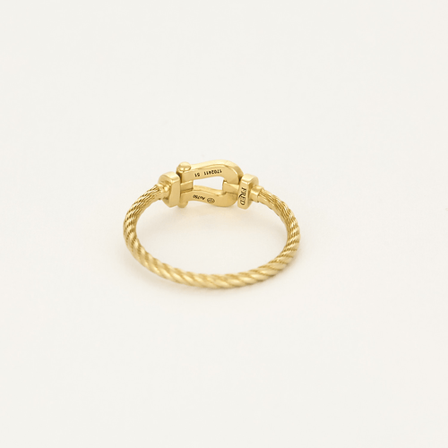 Bague 51 FRED - Force 10 - Petit modèle - Bague en or jaune à motif de manille et diamants 58 Facettes DV18445-4-51-2