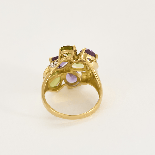 Bague 53 Bague cocktail en or jaune et or gris, améthystes et péridots, diamants 58 Facettes DV11262-12