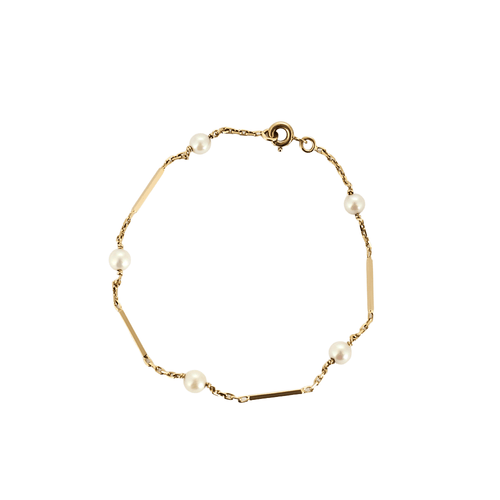 Bracelet Bracelet en or jaune et perles blanches 58 Facettes DV11262-15