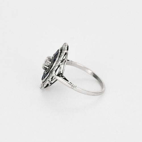 Bague 51.5 Bague en or gris , diamants , saphirs de synthèse 58 Facettes DV18878-1