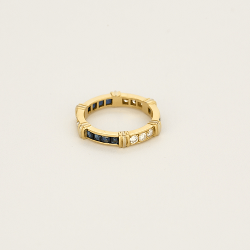 Bague 52 CARTIER - Alliance en or jaune saphirs et diamants 58 Facettes DV19118-1