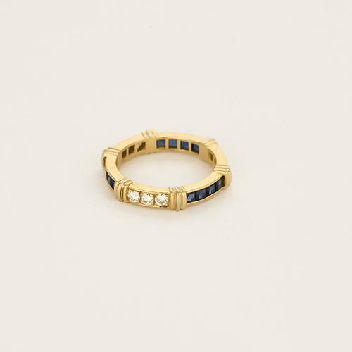 Bague 52 CARTIER - Alliance en or jaune saphirs et diamants 58 Facettes DV19118-1