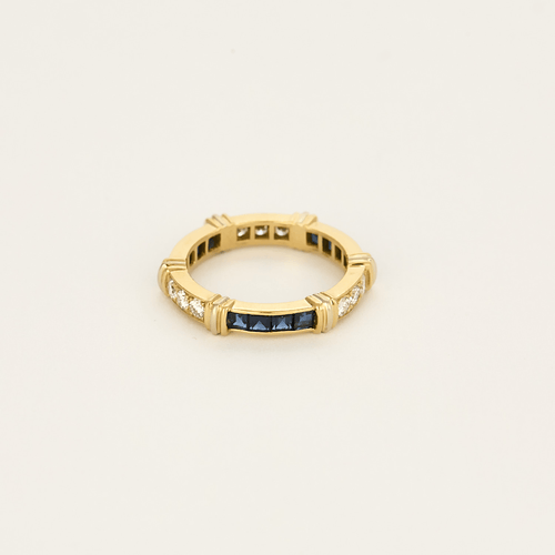 Bague 52 CARTIER - Alliance en or jaune saphirs et diamants 58 Facettes DV19118-1