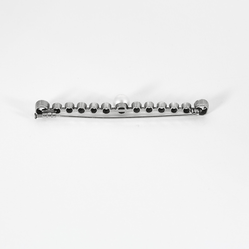 Broche Broche barrette en or gris, diamants et perle 58 Facettes DV19065-8