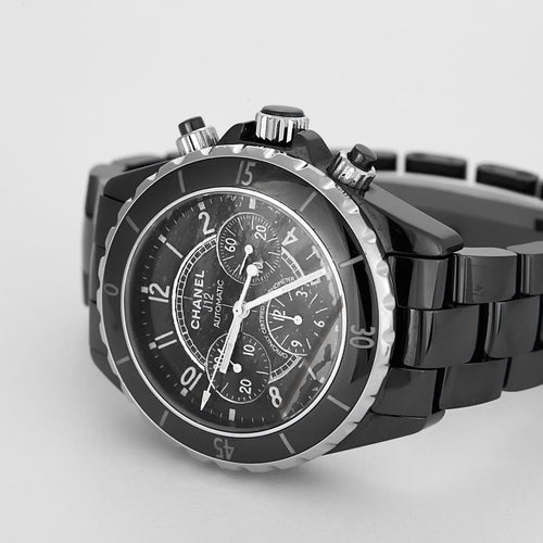 CHANEL - Montre J12 Chronographe en céramique noire 58 Facettes DV0604-2
