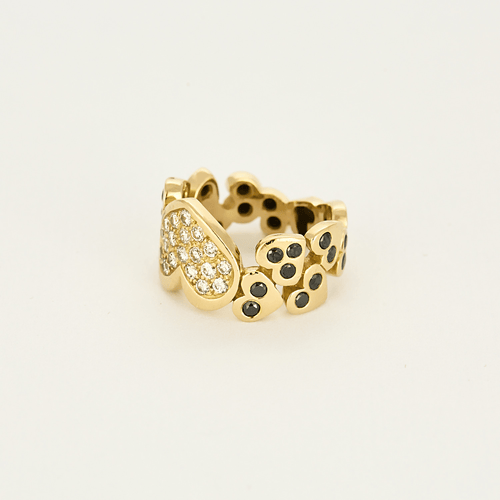Bague 57 Bague "Coeur" en or jaune et diamants 58 Facettes DV19349-2-57-3