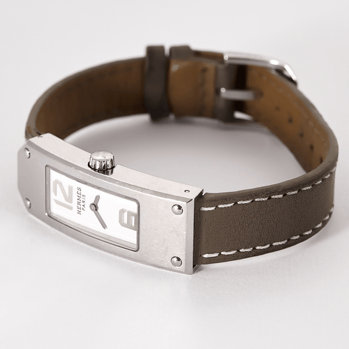 HERMÈS - Kelly 2 - Montre en acier à boitier rectangulaire à mouvement quartz