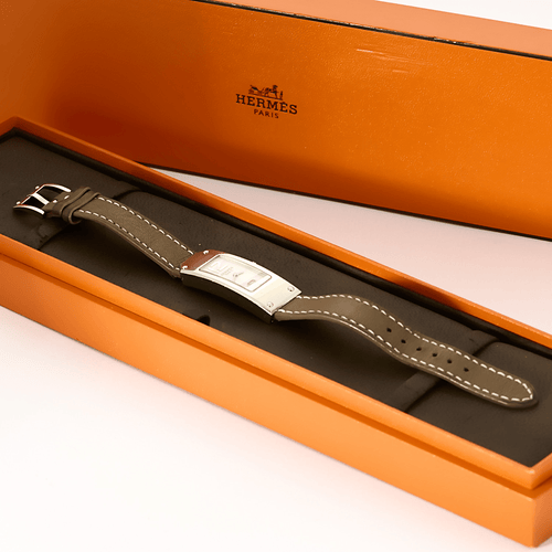 HERMÈS - Kelly 2 - Montre en acier à boitier rectangulaire à mouvement quartz