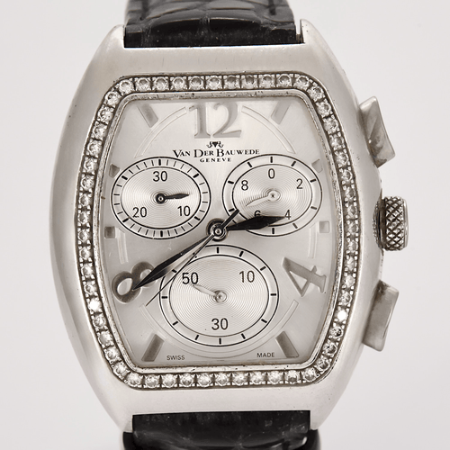 Montre VAN DER BAUWEDE - Magnum XS Chrono calibre 65 - Montre en acier et diamants à mouvement quartz 58 Facettes DV0260-11