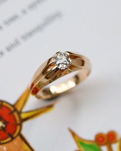 Bague 60 Bague solitaire jonc en or jaune et diamant coussin 0,90 ct 58 Facettes A11248