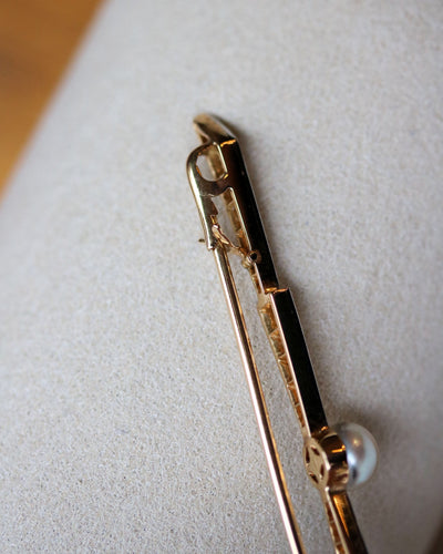 Broche Broche barrette nœud en or rose et or blanc, perle et diamants 58 Facettes A11494