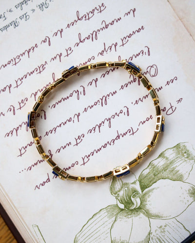 Bracelet Bracelet articulé en or jaune et diamants, lapis-lazuli 58 Facettes A11499