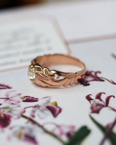 Bague 50.5 Bague solitaire dôme en or rose et diamant taille ancienne 58 Facettes A11667