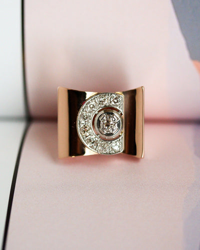 Bague 53 Bague tank en or rouge 750 et diamants 58 Facettes A11869