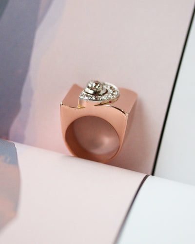 Bague 53 Bague tank en or rouge 750 et diamants 58 Facettes A11869