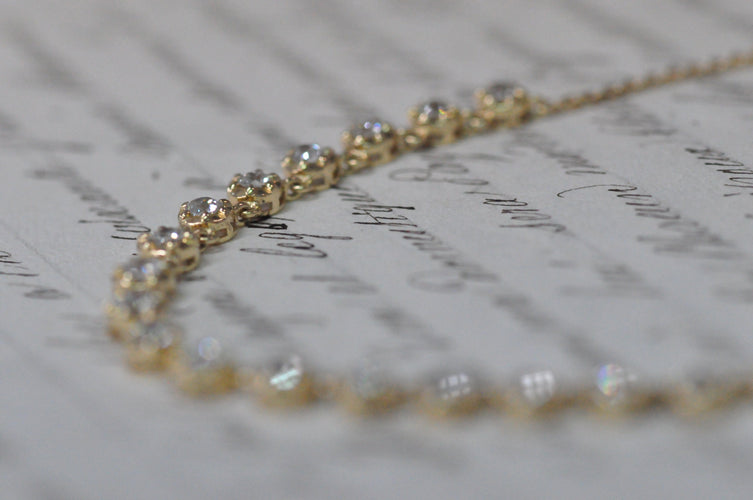 Collier Collier ancien en or jaune 18K serti de diamants taille ancienne 58 Facettes