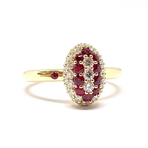 Bague 54 Bague coccinelle en Or jaune, rubis & diamants 58 Facettes