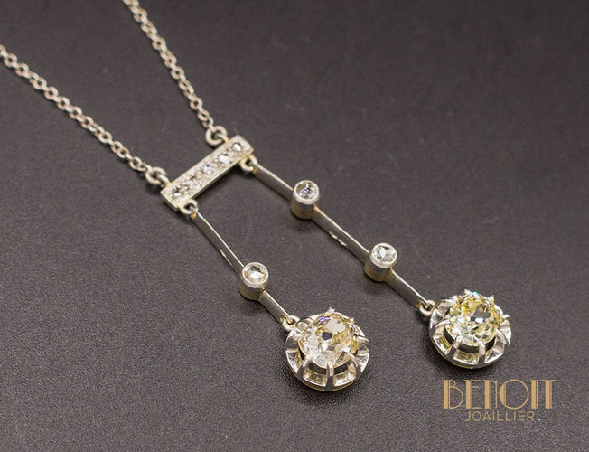 Collier Collier négligé en or jaune, platine, argent et diamants (années 1920) 58 Facettes A9063