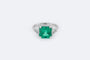 Bague Bague en or blanc 18 ct avec diamants triangulaires et émeraude 58 Facettes anl747