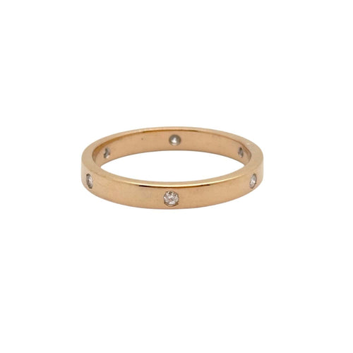 Bague 53 Alliance en or jaune 18 carats sertie de diamants 0,18 ct 58 Facettes 368