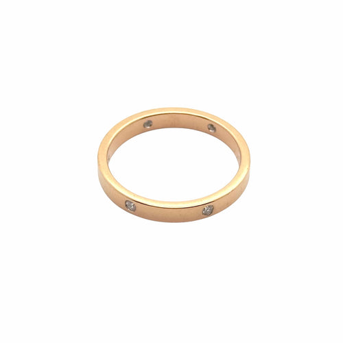 Bague 53 Alliance en or jaune 18 carats sertie de diamants 0,18 ct 58 Facettes 368