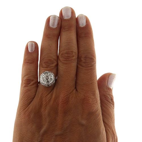 Bague 51 Bague vintage en or blanc 18 kt avec diamant taille rose 0,15 ct 58 Facettes G3781
