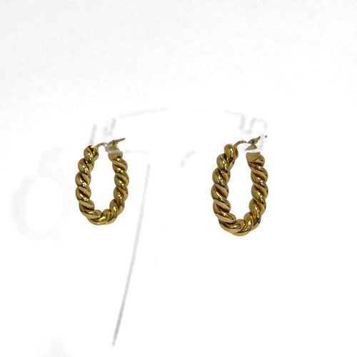 Boucles d'oreilles Créoles cordon ovales en or jaune 18K 58 Facettes REF2565-333