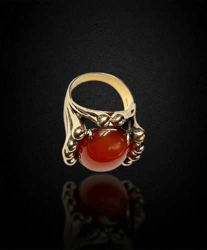 Bague Cornucopia - Bague en or jaune 18 ct et cornaline cabochon 58 Facettes