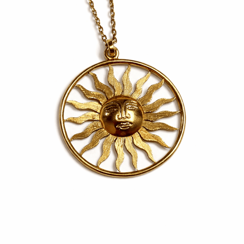 Pendentif Pendentif soleil stylisé rond en or jaune 18K 58 Facettes REF2577-345