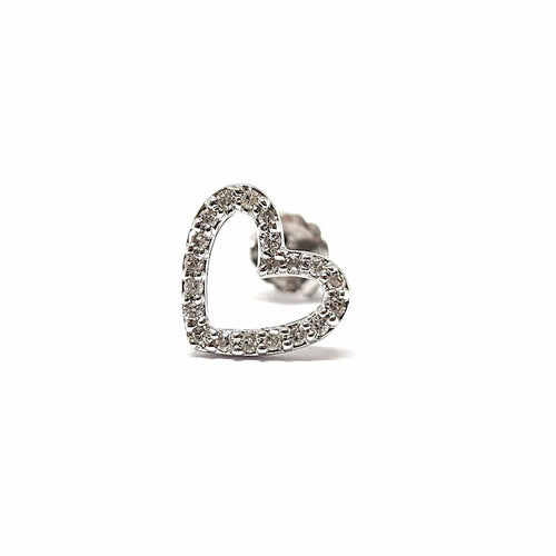 Boucles d'oreilles Boucle d’oreille cœur en or blanc 18 carats et diamants 58 Facettes