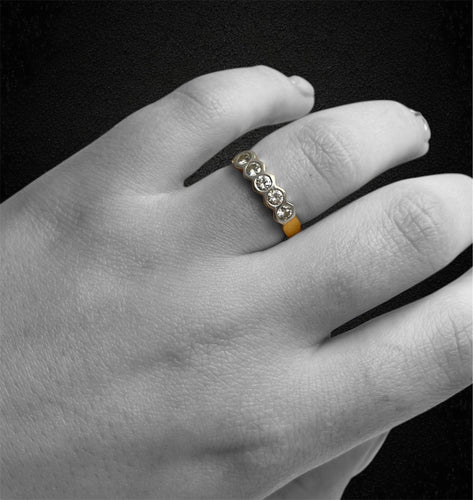 Bague Bague rivière en or jaune et or blanc 18K avec diamants 58 Facettes