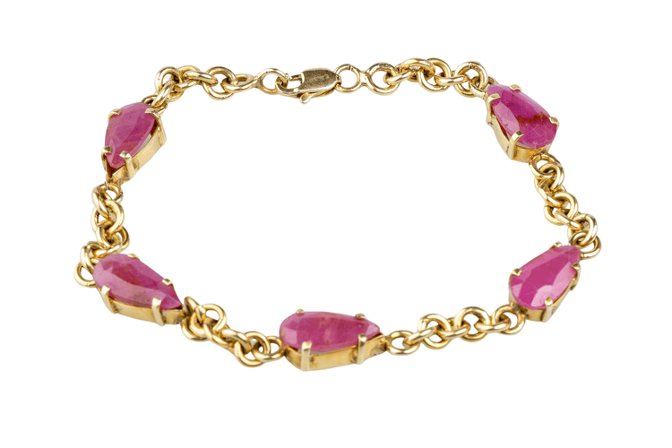 Bracelet Bracelet en or jaune orné de rubis 58 Facettes BRARV14KCC925