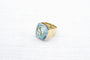 Bague 53 Bague chevalière en or jaune 18k et platine avec aigue-marine 58 Facettes 23765 / 23769