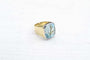 Bague 53 Bague chevalière en or jaune 18k et platine avec aigue-marine 58 Facettes 23765 / 23769
