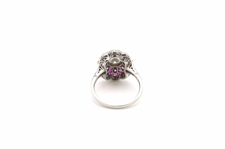 Bague 54 Bague Art déco en platine avec rubis et diamants 58 Facettes 24711