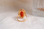 Bague 47 Bague cabochon corail ovale en or jaune 18 carats 58 Facettes Ref2799