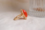 Bague 47 Bague cabochon corail ovale en or jaune 18 carats 58 Facettes Ref2799