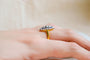 Bague 51.5 Bague Navette Art Déco en or jaune et or blanc 14k saphirs, diamants 58 Facettes Ref3062