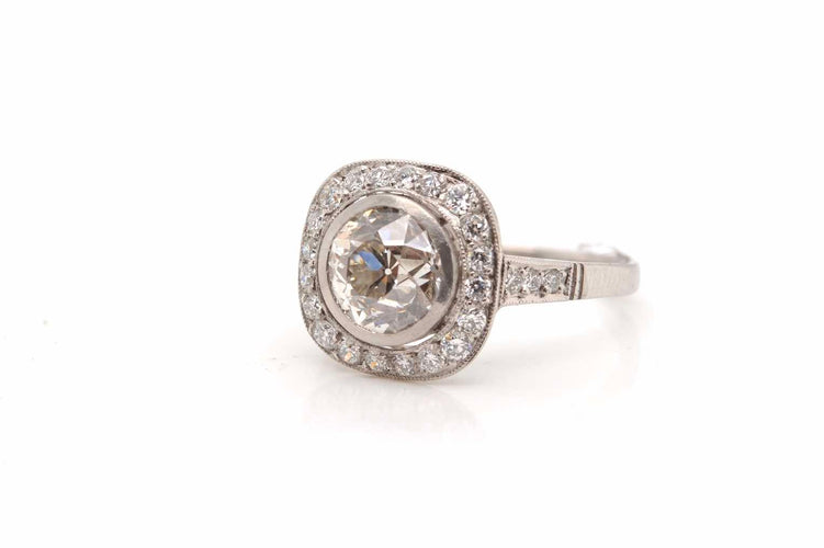 Bague 53 Bague Art déco en platine avec diamants taille ancienne 58 Facettes 23324 / 24784