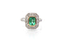 Bague 54 Bague en platine et or jaune avec émeraude et diamants 58 Facettes 25021 25161